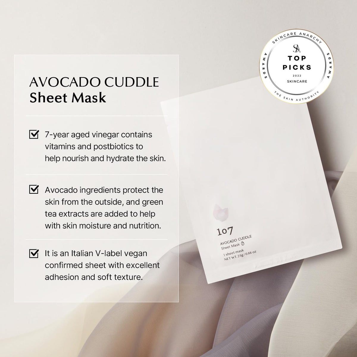 ONEOSEVEN Avocado Cuddle Sheet Mask 25g * 5ea
