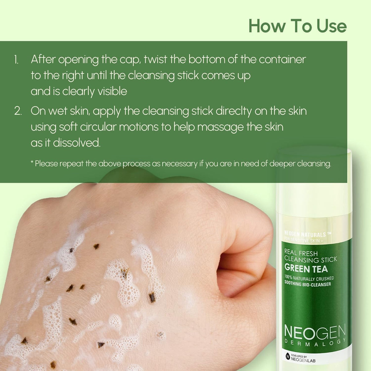 NEOGEN Real Fresh Cleansing Stick Green Tea 80g