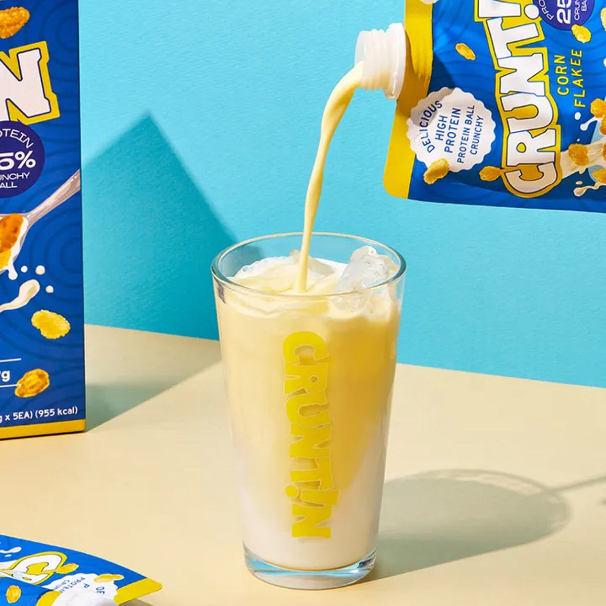 CRUNTIN Crunch Ball Protein Shake Corn Flakee (1 Box 50g / 5 Pouches)