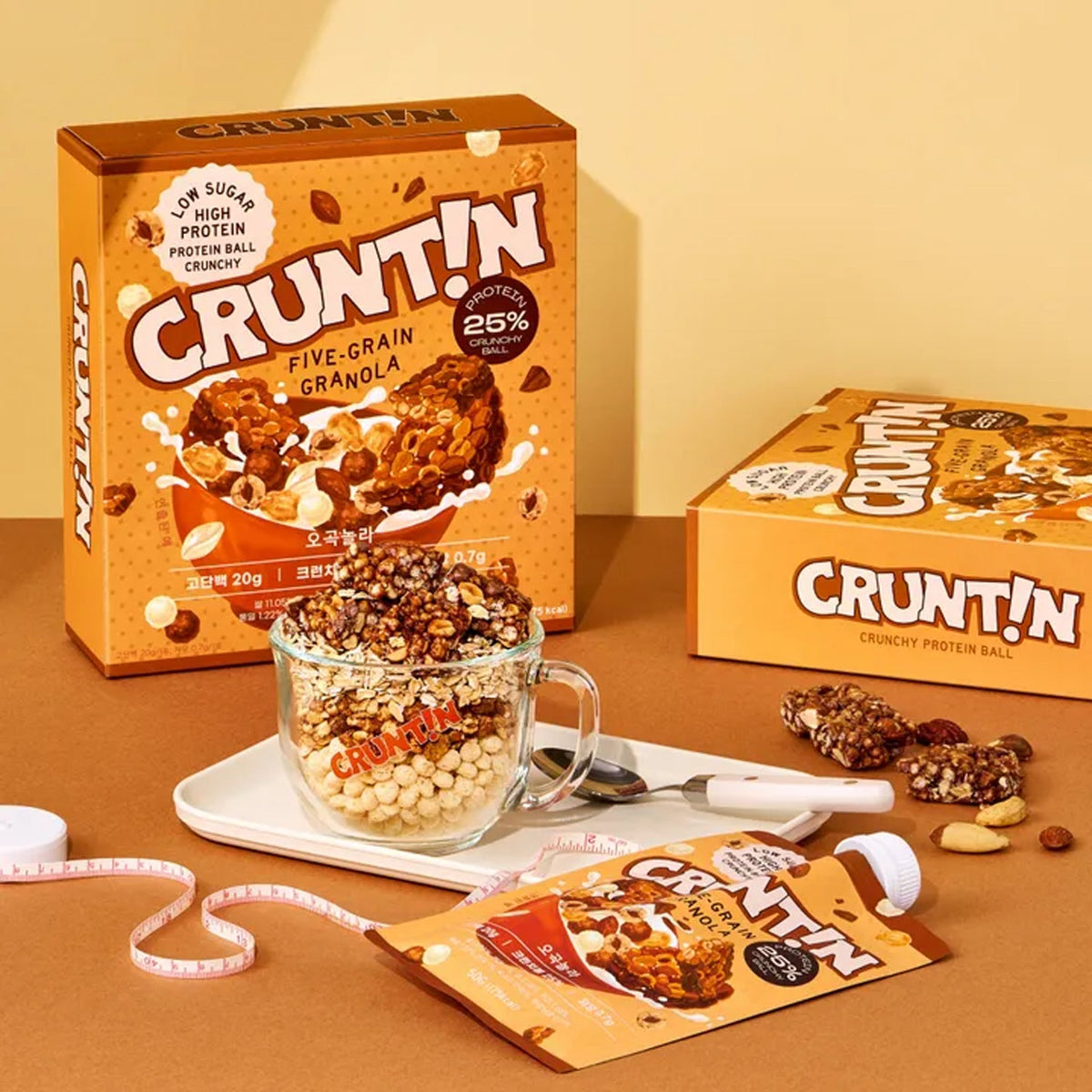 CRUNTIN Crunch Ball Protein Shake Five-Grain Granola (1 Box 50g / 5 Pouches)
