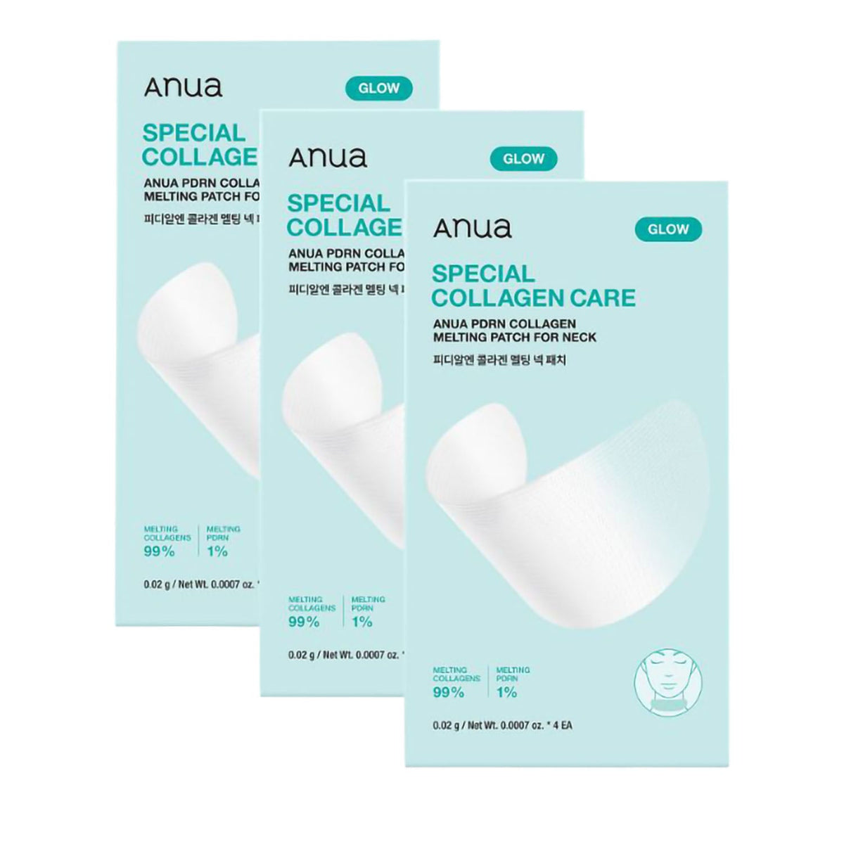 Anua PDRN Collagen Melting Neck Wrinkle Care Neck Patch 4 Sheets, 3 Packs