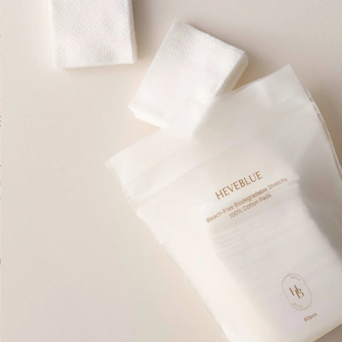 HEVEBLUE Bleach-free Biodegradable Stretchy 100% Cotton Pads 31g 60ea