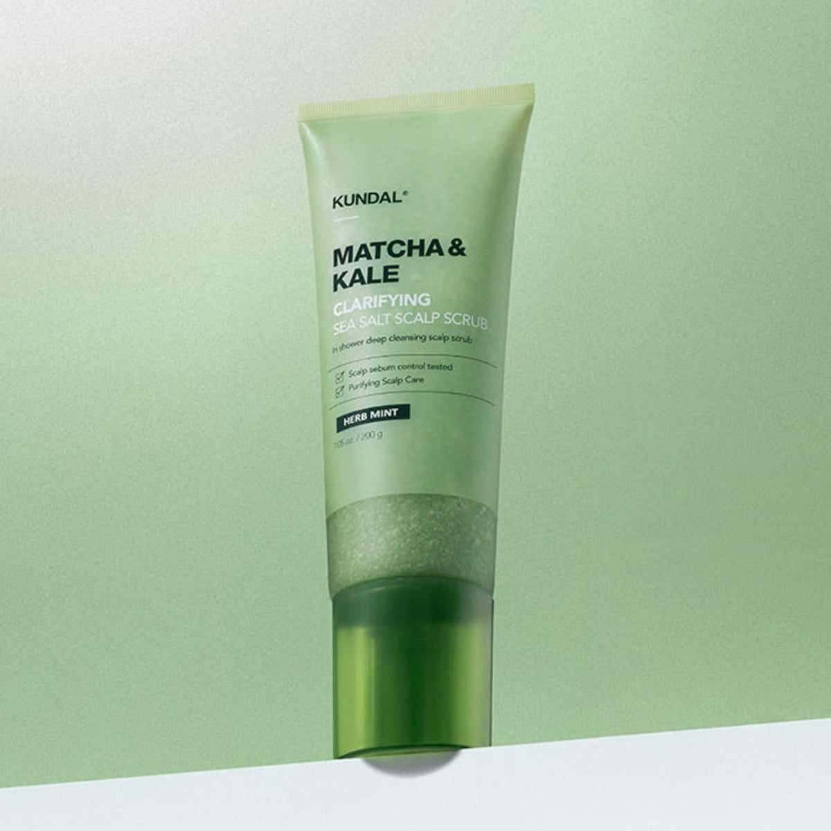 KUNDAL Matcha & Kale Clarifying Sea Salt Scalp Scrub Shampoo (Herb Mint) 200g