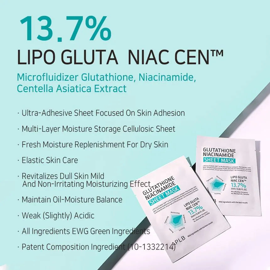 APLB Glutathione Niacinamide Sheet Mask 25ml*10ea
