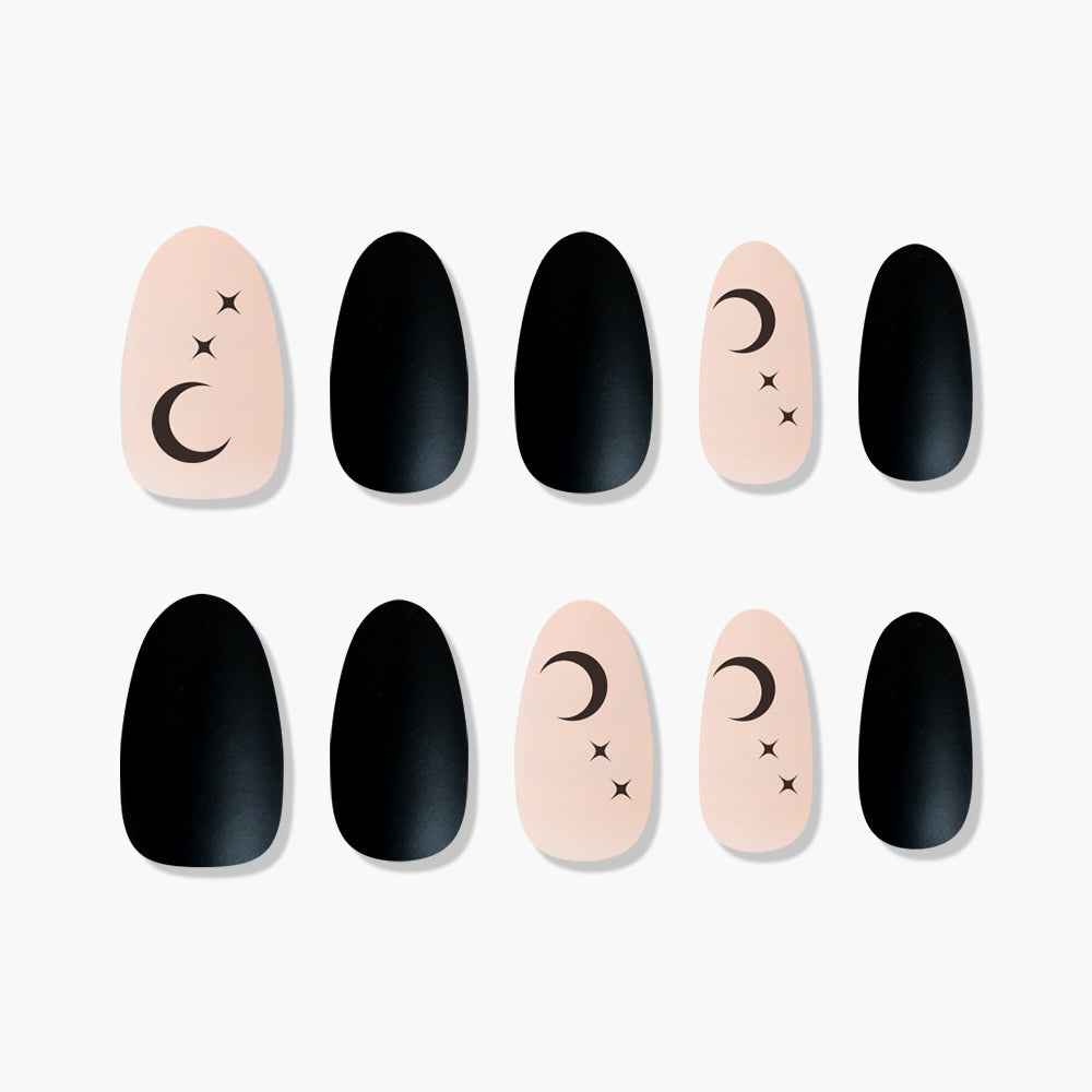 MUZMAK Nail Tips 36pcs #Moon Night(Almond)