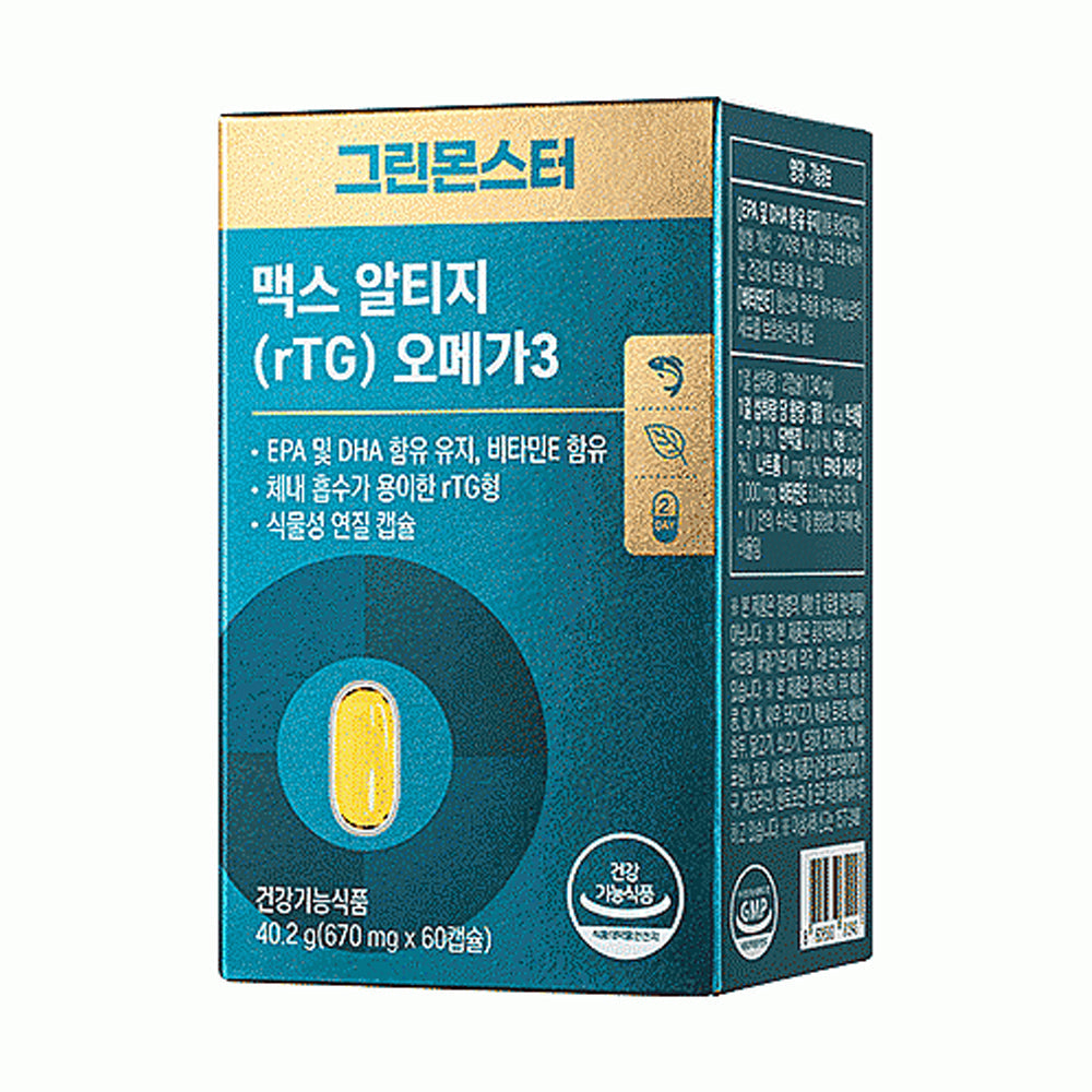 GREEN MONSTER Max rTG Omega3 670mg, 60 Capsules (Renewal)