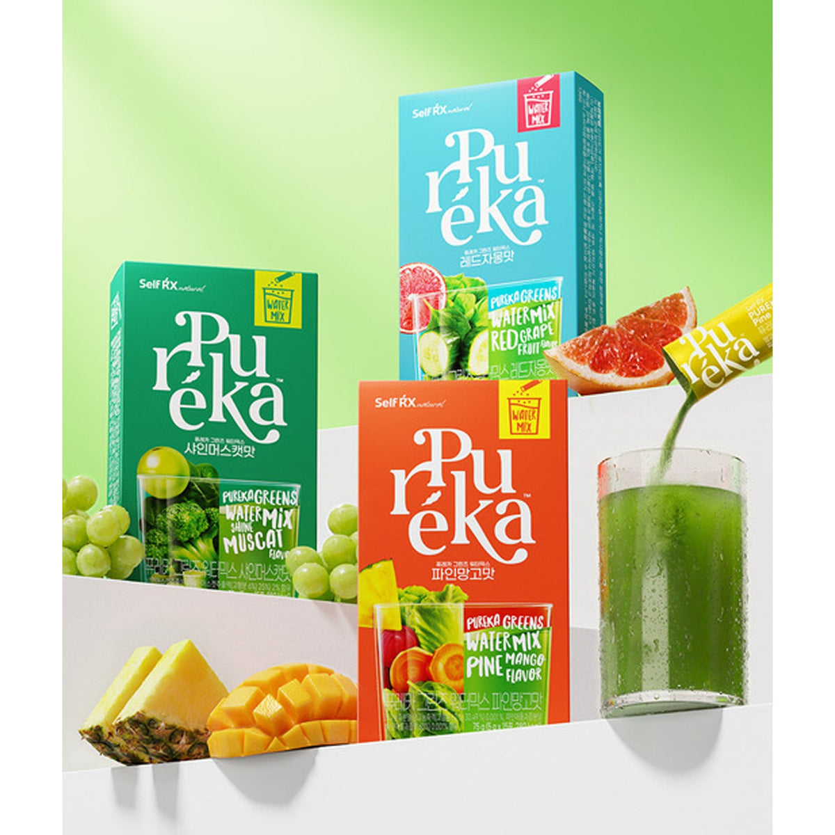 SelfRX Pureka Greens Water Mix 15 Sticks (Choose 1 from 3 Flavors)