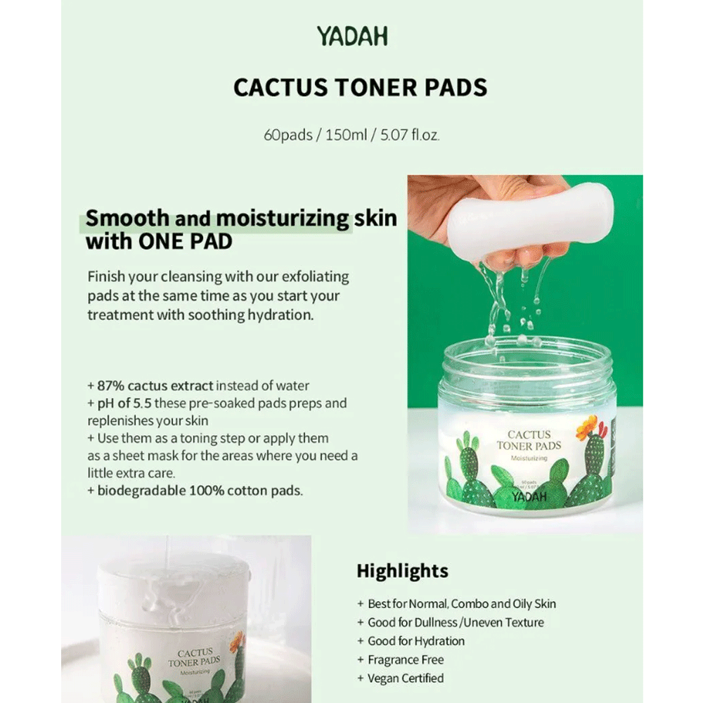 YADAH Cactus Toner Pads 60 pads
