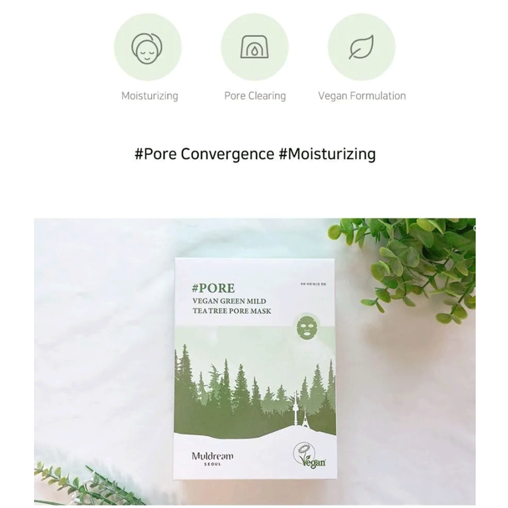 Muldream Vegan Green Mild Tea Tree Pore Mask 25ml *10ea
