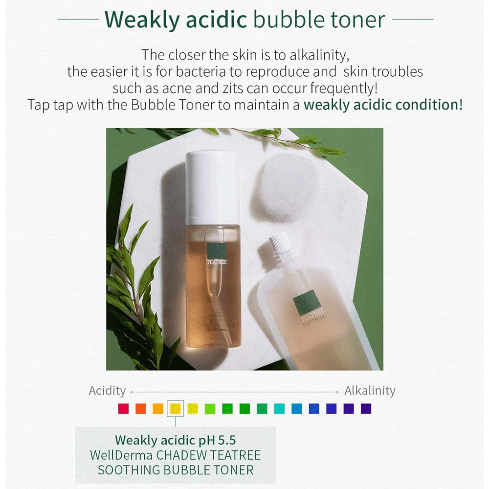 WellDerma TeaTree Soothing Bubble Toner 150ml + Refill 100ml