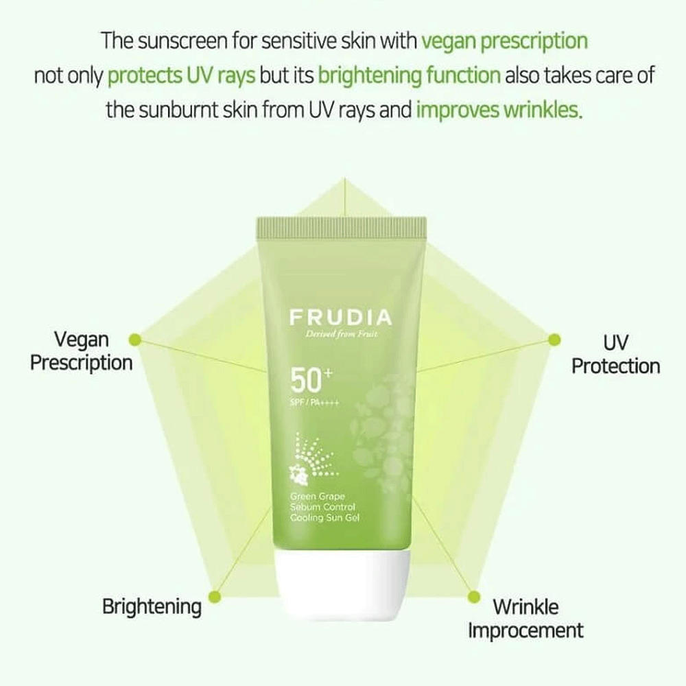 FRUDIA Green Grape Sebum Control Cooling Sun Gel SPF50+ PA++++ 50g