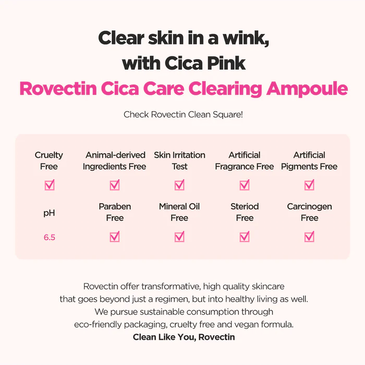 ROVECTIN Skin Essentials Cica Care Clearing Ampoule 30ml