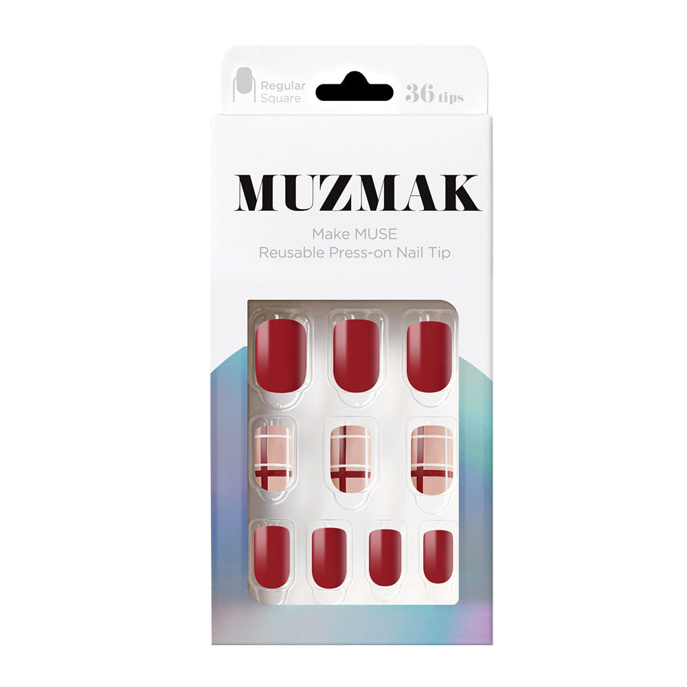 MUZMAK Nail Tips 36pcs #About Red(Regular Square)