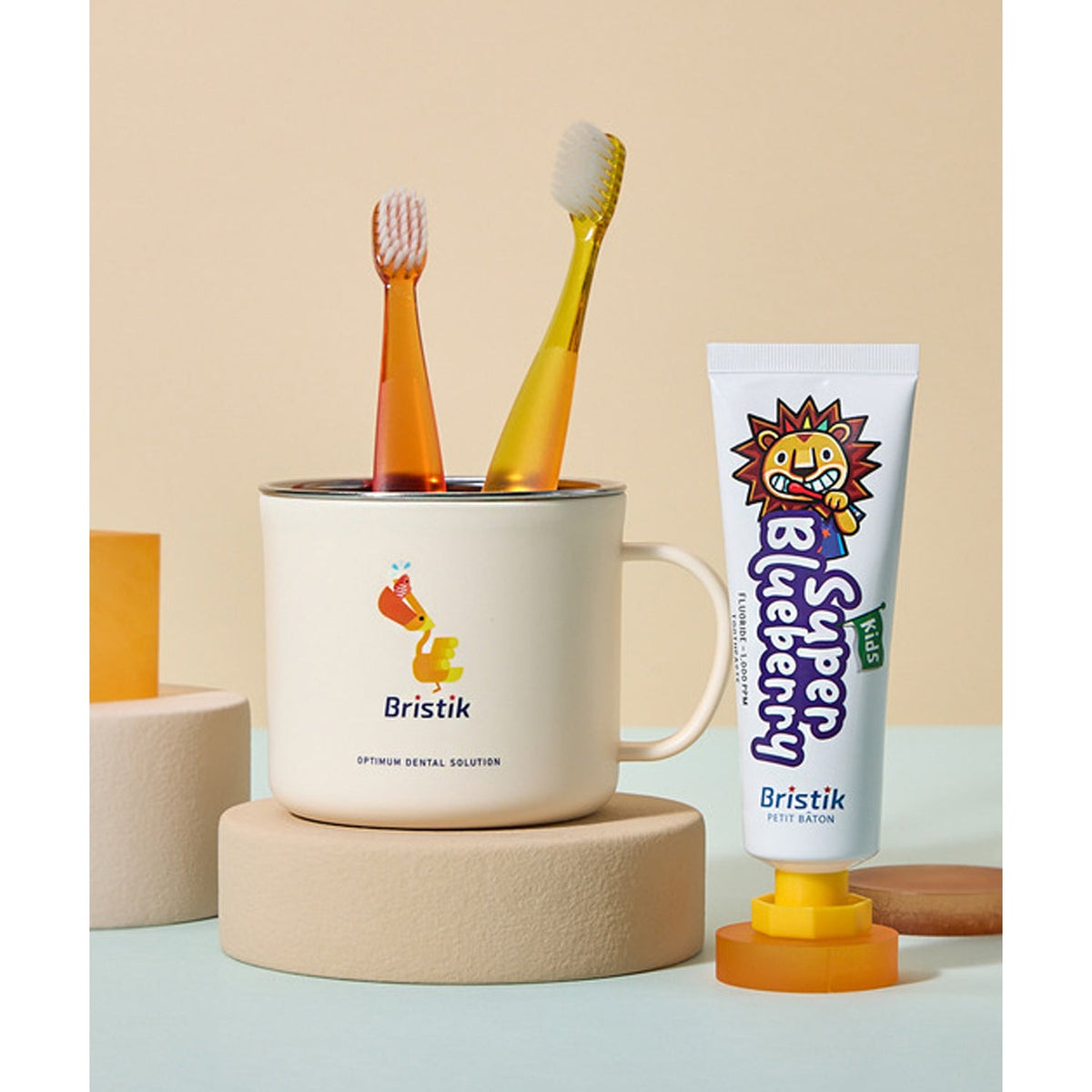 Bristik Kids High-Fluoride 1000ppm Toothpaste 50g 4-Pack [Choose 1 from 3 Flavors]