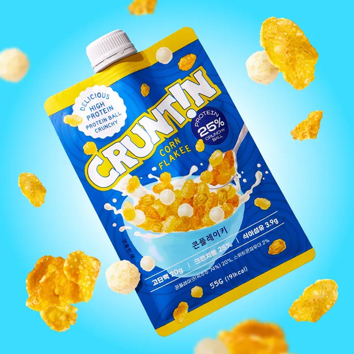 CRUNTIN Crunch Ball Protein Shake Corn Flakee (1 Box 50g / 5 Pouches)