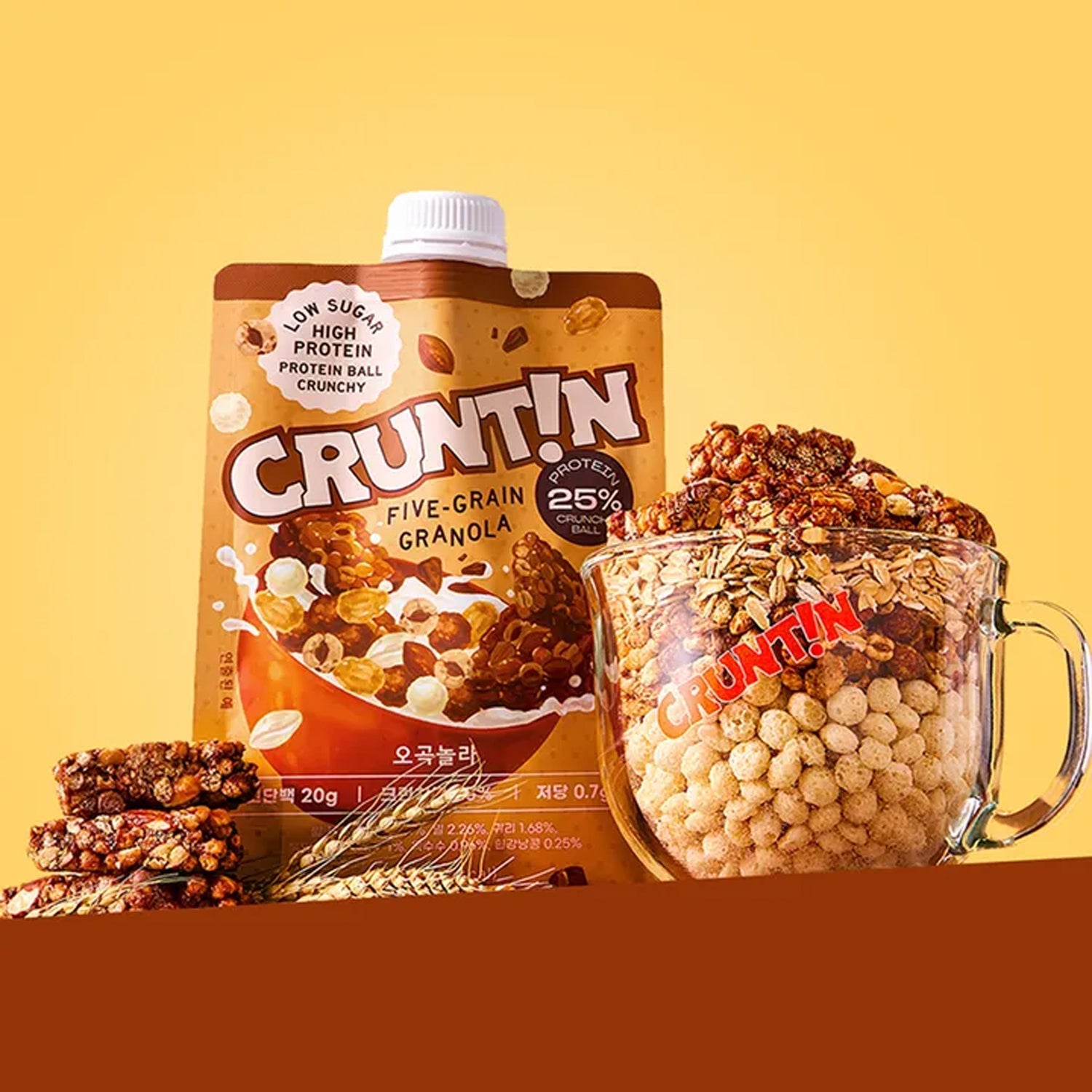 CRUNTIN Crunch Ball Protein Shake Five-Grain Granola (1 Box 50g / 5 Pouches)