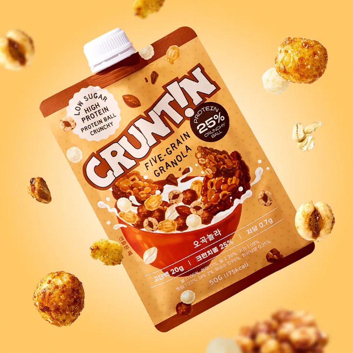 CRUNTIN Crunch Ball Protein Shake Five-Grain Granola (1 Box 50g / 5 Pouches)