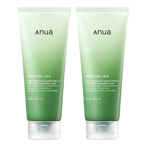 Anua Houttuynia Cordata Quercetinol Sebum & Pore Deep Cleansing Foam Exfoliating Cleanser for Oily Skin 150ml, 2 Pieces