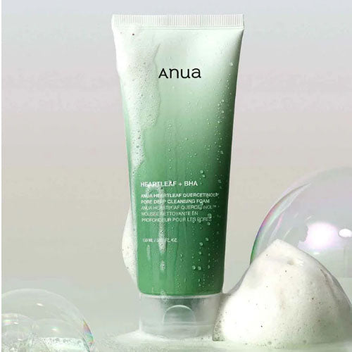 Anua Houttuynia Cordata Quercetinol Sebum & Pore Deep Cleansing Foam Exfoliating Cleanser for Oily Skin 150ml, 2 Pieces