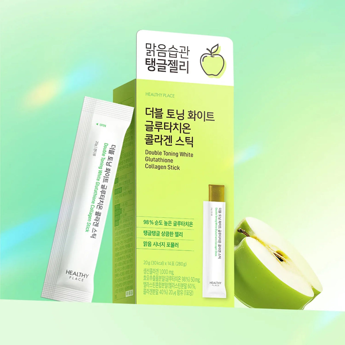 HEALTHY PLACE Double Toning White Glutathione Collagen Stick 14 Sticks (14-Day Supply)
