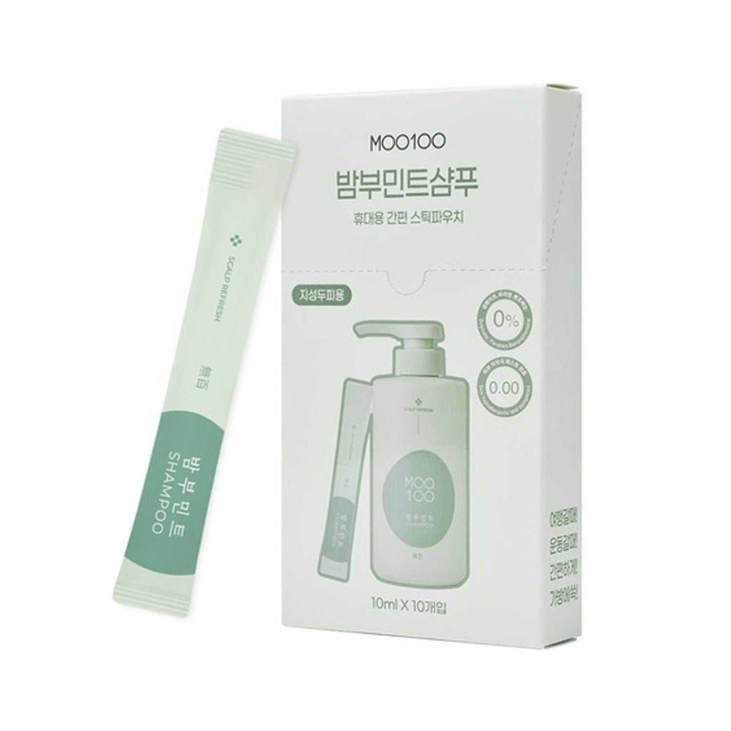 MOO100 Bamboo Mint Shampoo Travel Stick Pouch 10ml × 10pcs