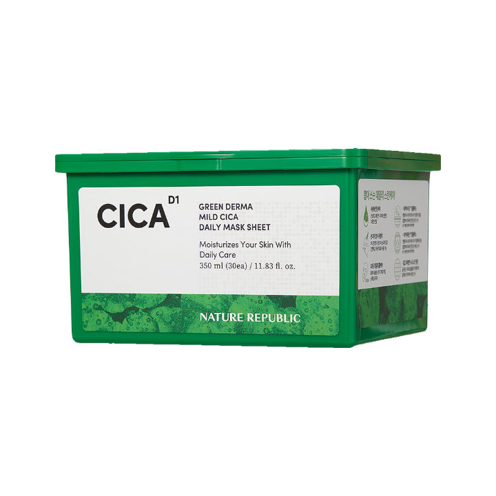 [Expiration imminen] NATURE REPUBLIC Green Derma Mild Cica Daily Sheet Mask 350ml (30 Sheets)
