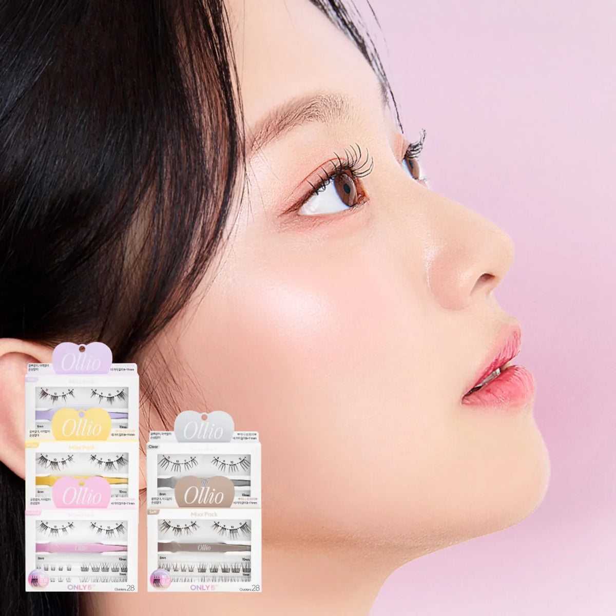 Ollio No Glue Eyelash Mixx PACK (8/9/10/11mm) 28pcs