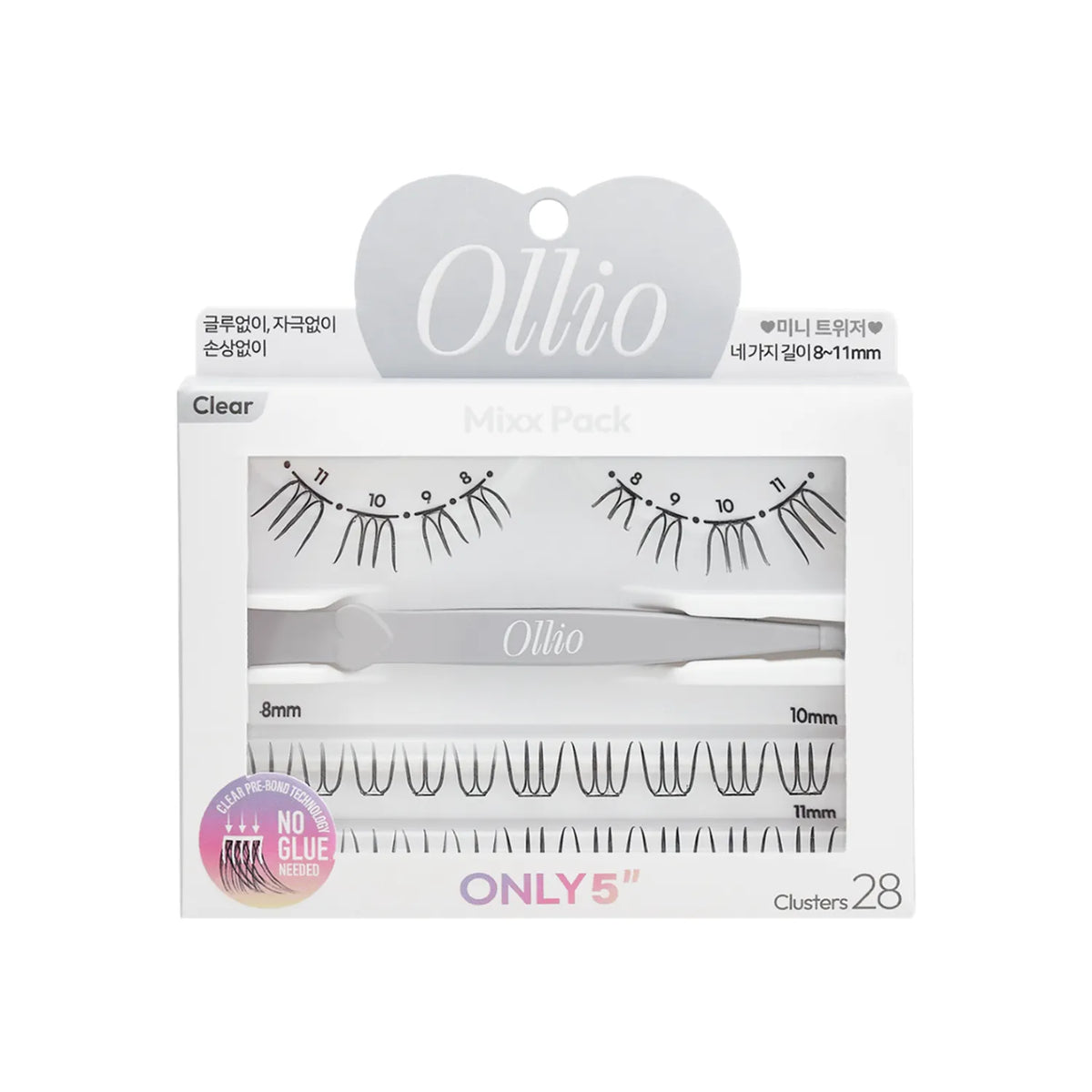 Ollio No Glue Eyelash Mixx PACK (8/9/10/11mm) 28pcs