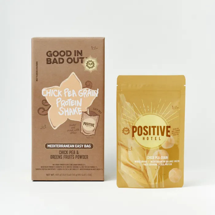 Positive Hotel Mediterranean Easy Bag Chickpea Grain Protein Shake – 45g × 9 Sachets (1 Box)