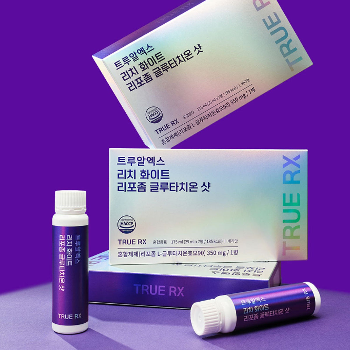 TRUE RX Rich White Liposome Glutathione Shot 25ml × 7 Vials (2 Boxes)