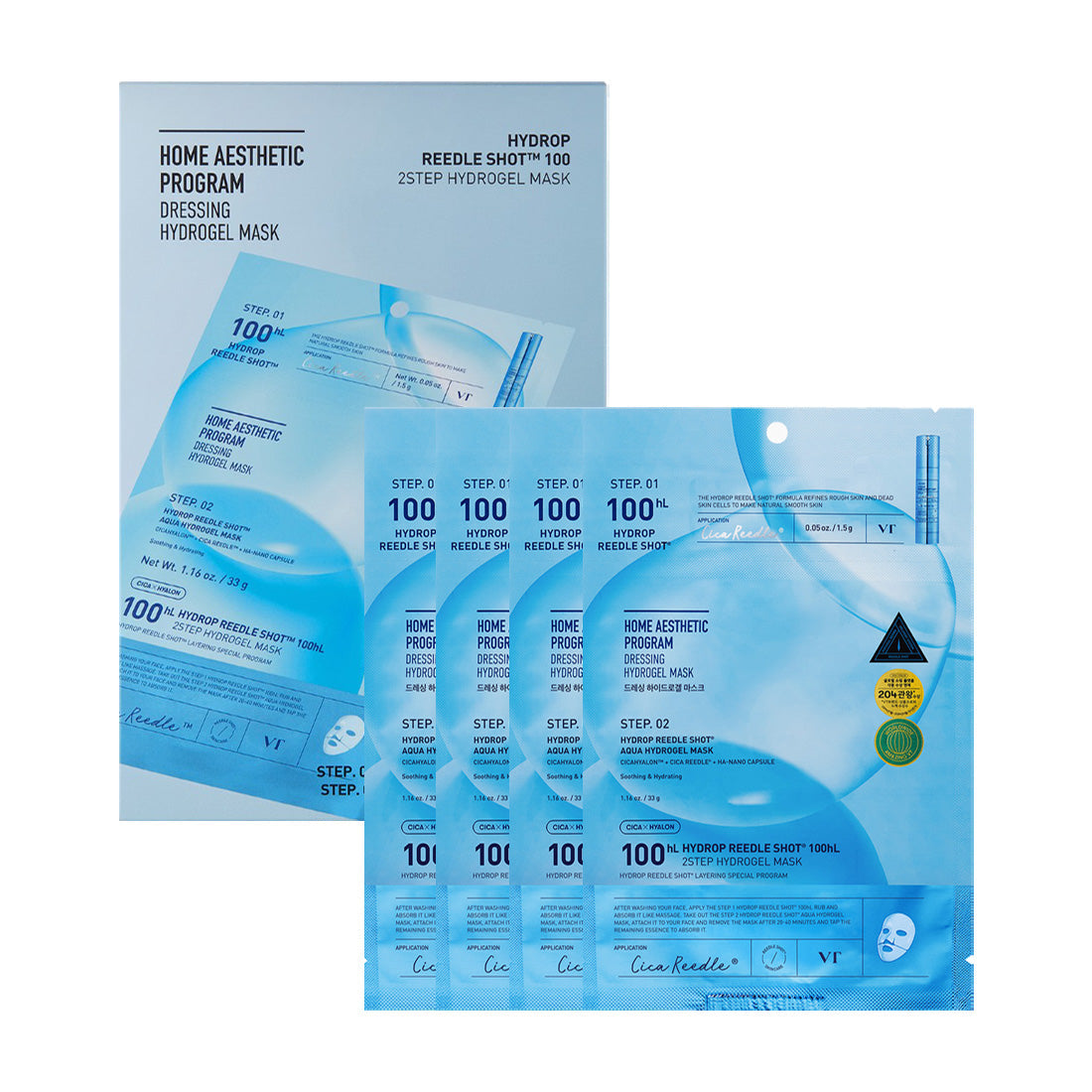 VT COSMETICS Hydro Reedle Shot 100hL 2-Step Hydrogel Mask 4ea