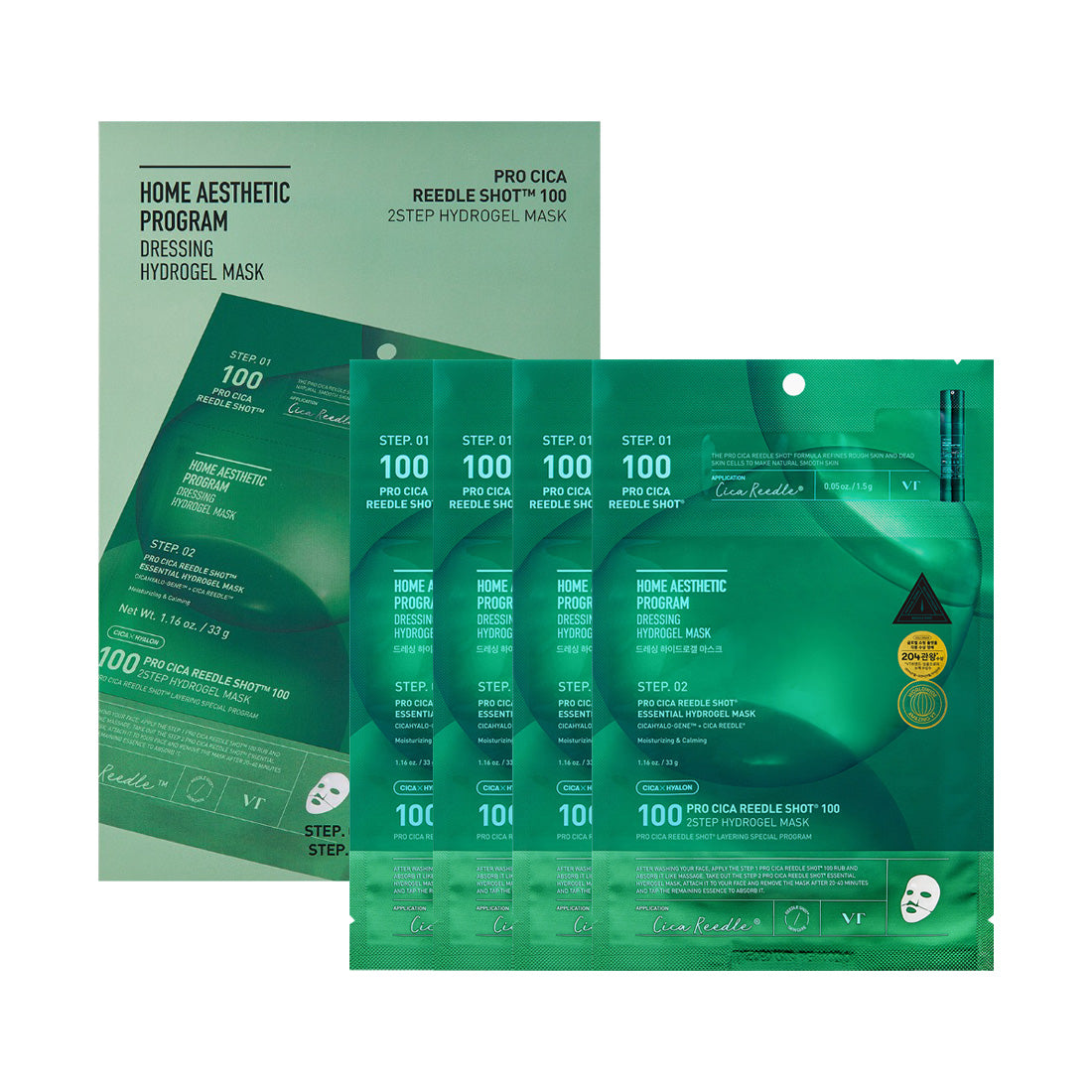 VT COSMETICS Pro Cica Reedle Shot 100 2-Step Hydrogel Mask 4ea