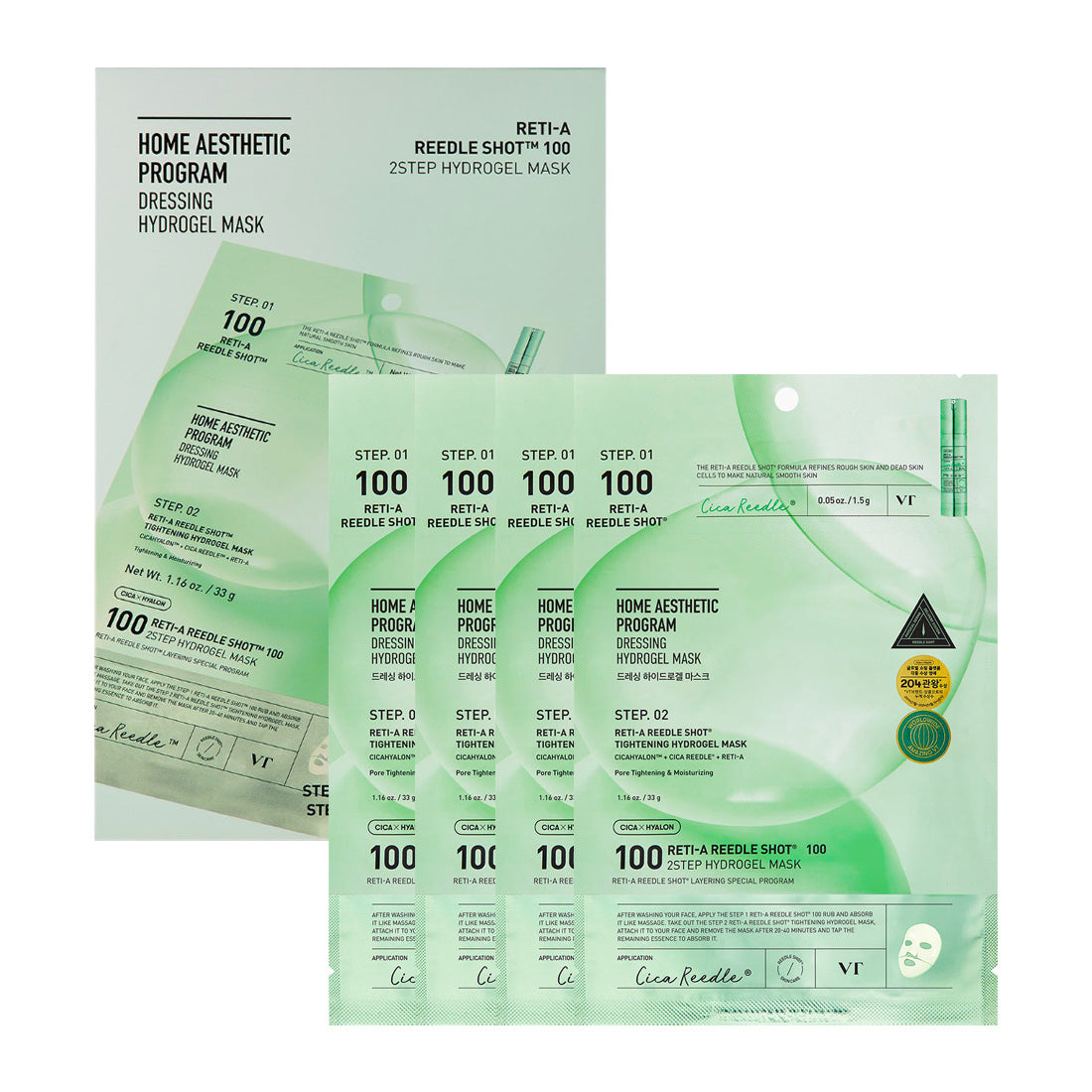 VT COSMETICS Reti-A Reedle Shot 100 2-Step Hydrogel Mask 4ea