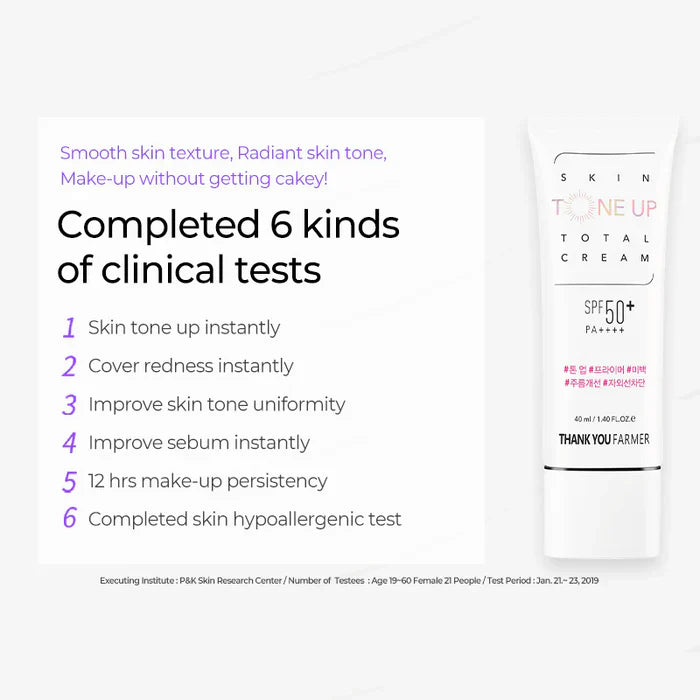 THANK YOU FARMER  Skin Tone Up Total Cream SPF50+ PA++++ 40ml