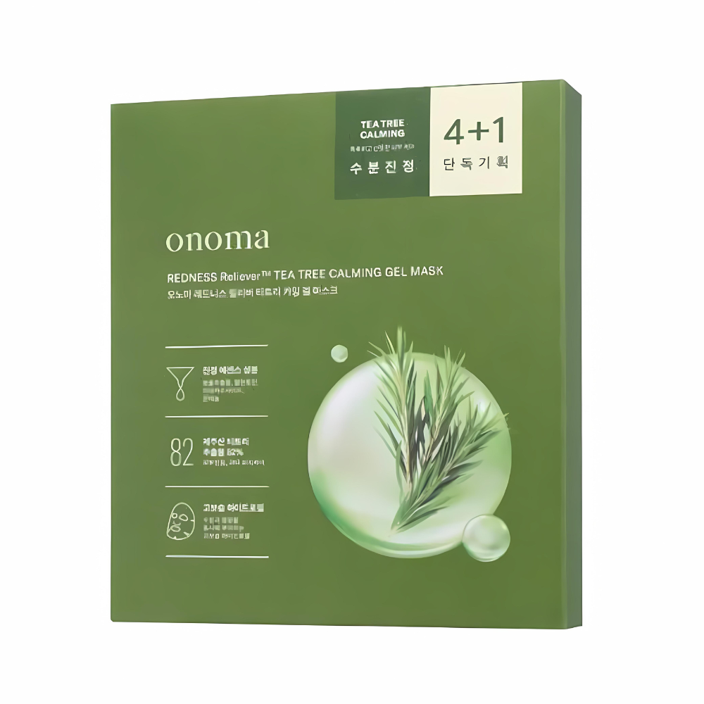 onoma Redness Reliever Tea Tree Calming Gel Mask Set (4+1)