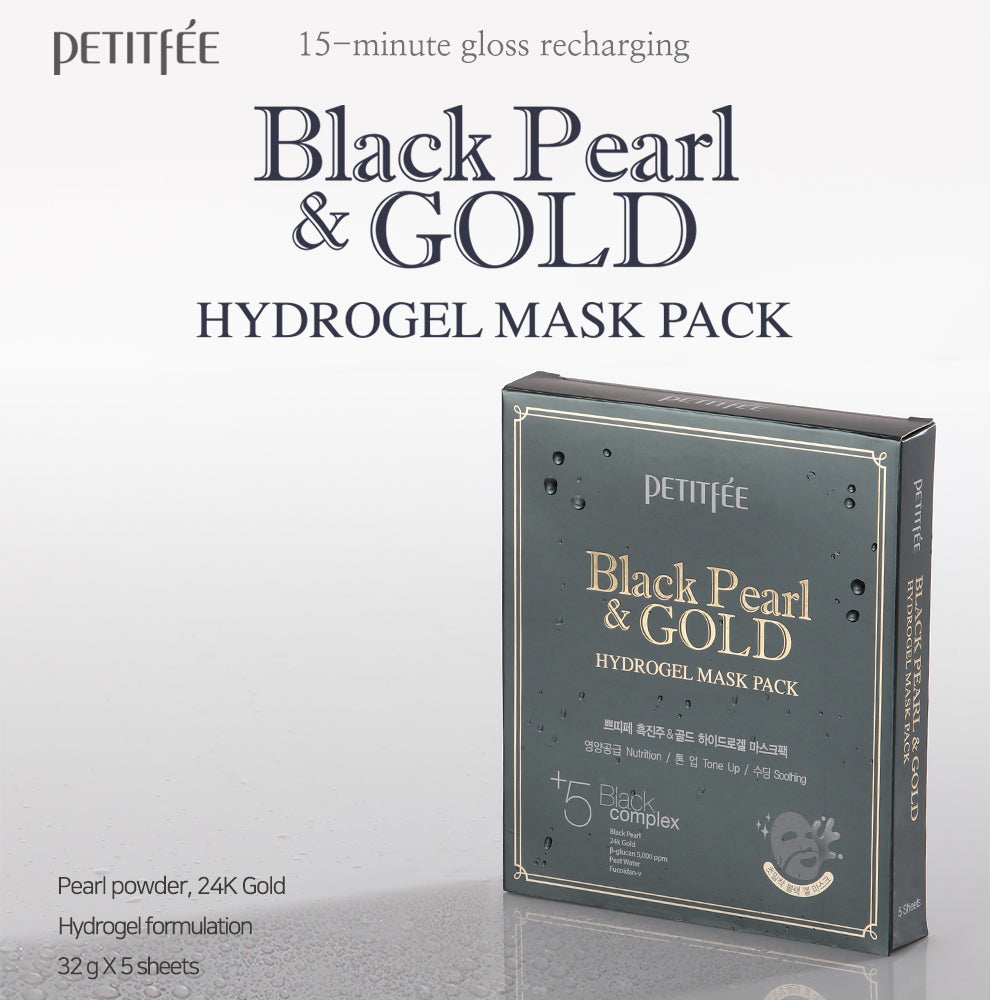 PETITFEE Black Pearl & Gold Hydrogel Mask Pack 5ea